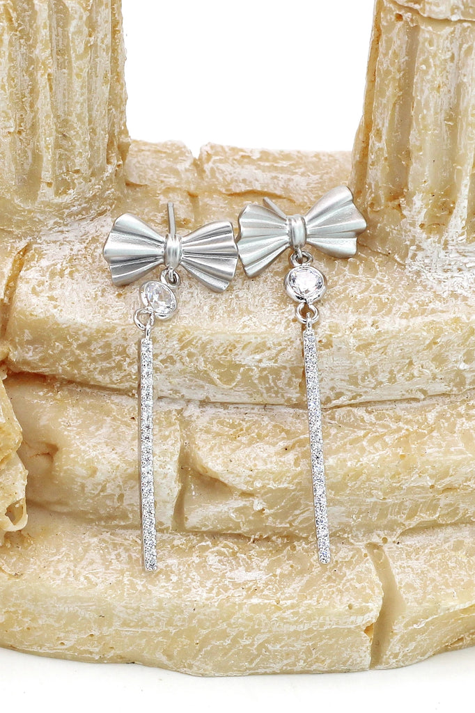 elegant crystal bow earrings necklace set