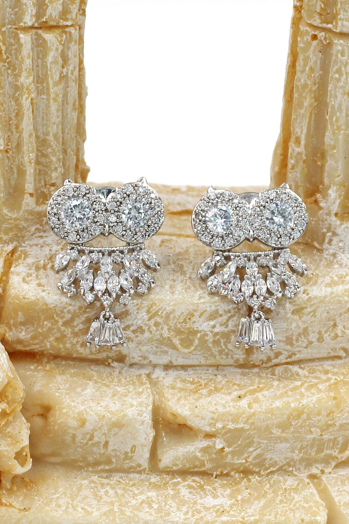 lovely crystal pendant owl earrings
