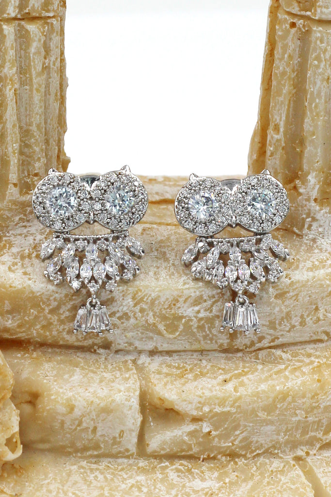 lovely crystal pendant owl earrings