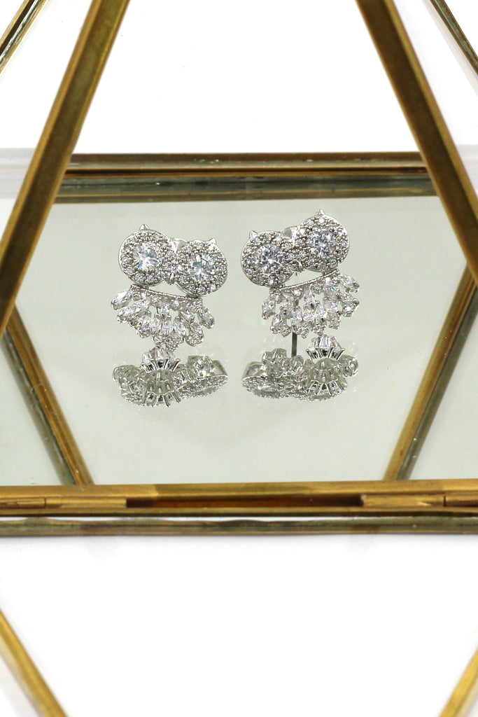 lovely crystal pendant owl earrings
