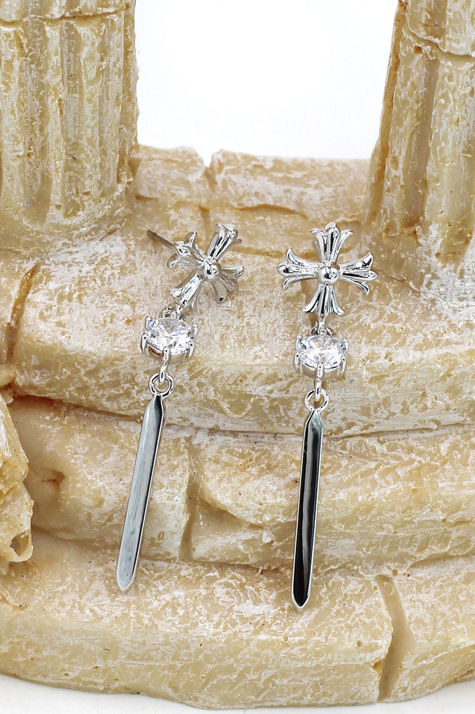 classic cross crystal earrings necklace set