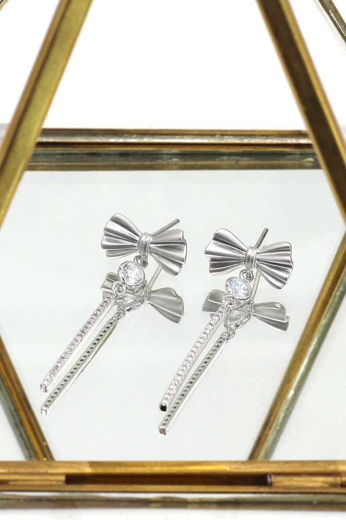 elegant crystal bow earrings necklace set