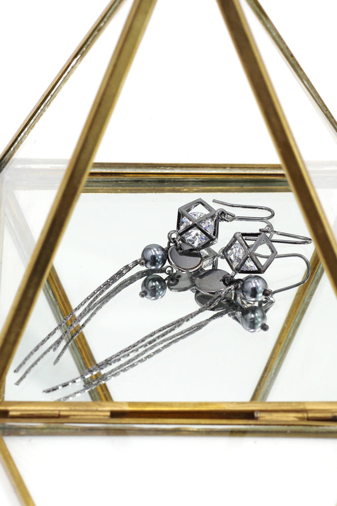 elegant crystal tassel earrings