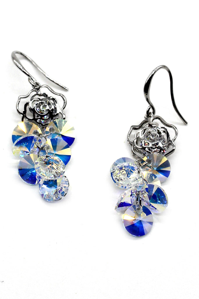 lady swarovski crystal rose earrings