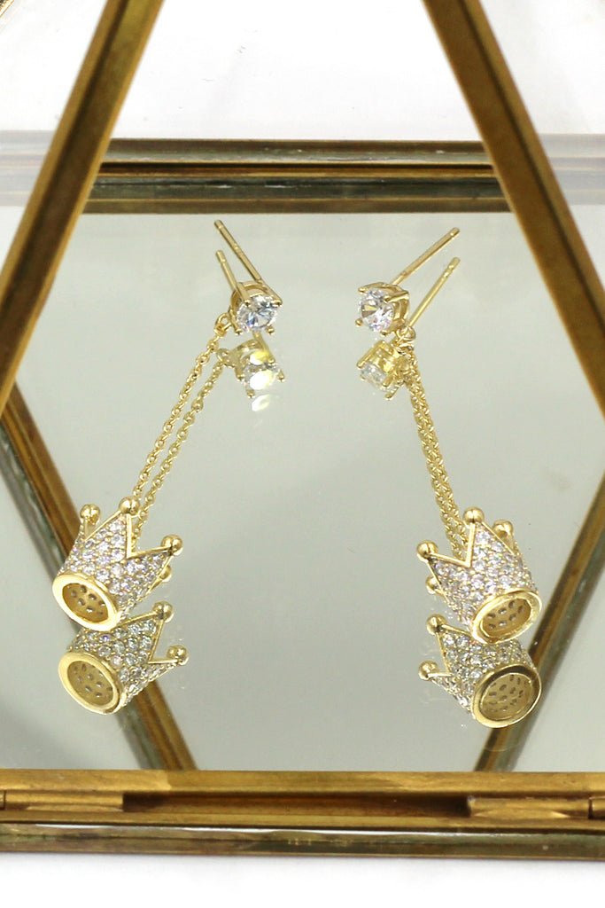 fashion pendant crown small crystal earrings