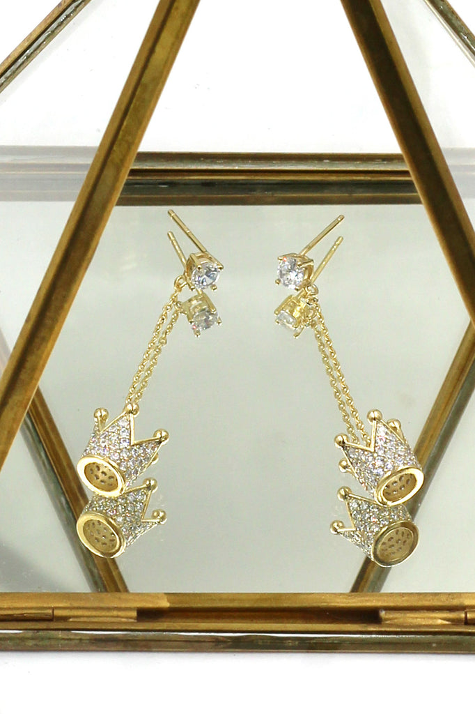 fashion pendant crown small crystal earrings