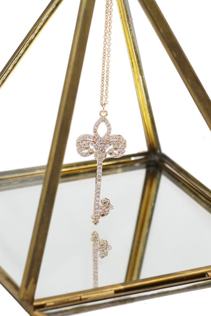 full crystal key necklace