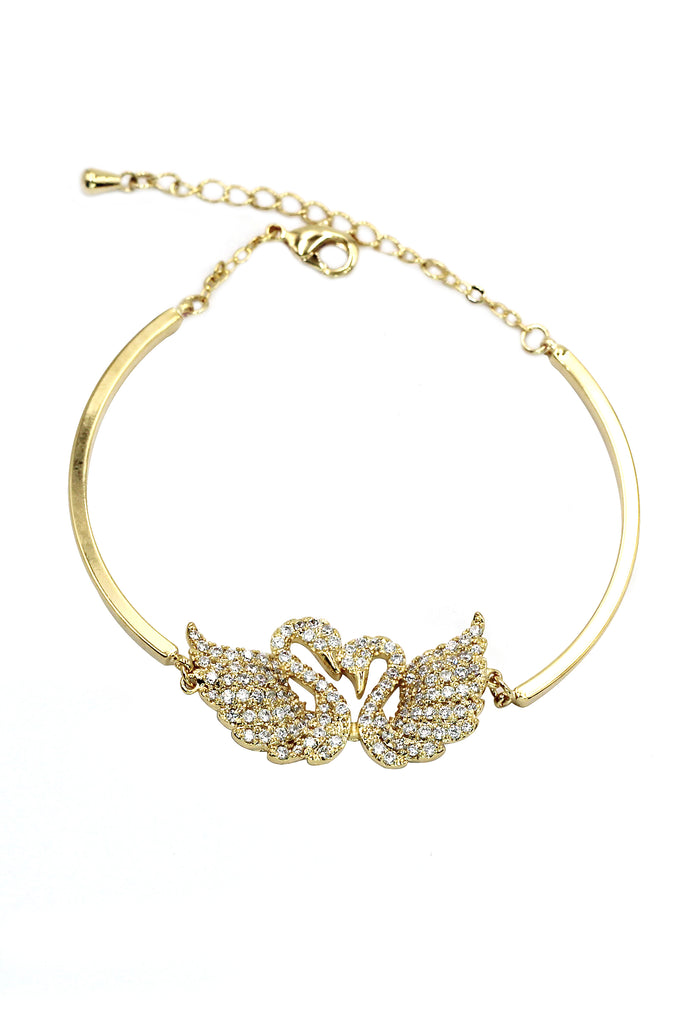 Fashion swan love crystal necklace bracelet set