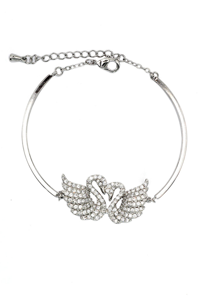 Fashion swan love crystal necklace bracelet set