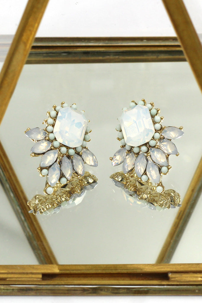 elegant colorful crystal golden earrings