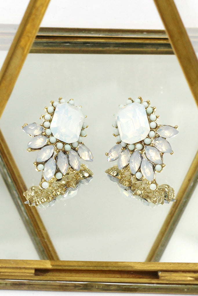 elegant colorful crystal golden earrings