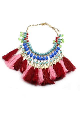 fashion all red square round crystal necklace
