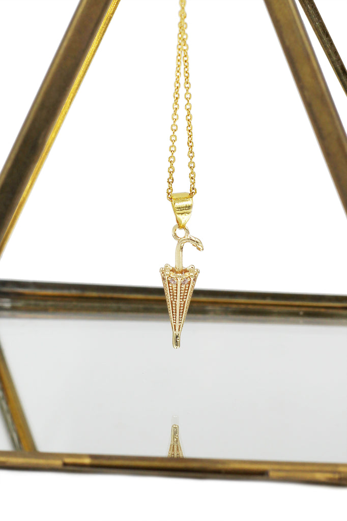 elegant umbrella crystal pendant necklace