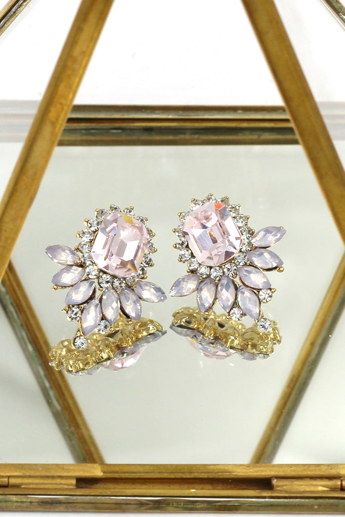 elegant colorful crystal golden earrings