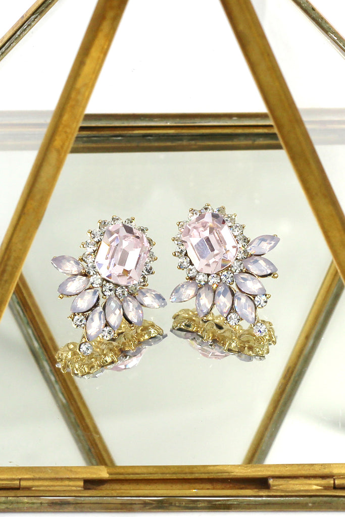 elegant colorful crystal golden earrings