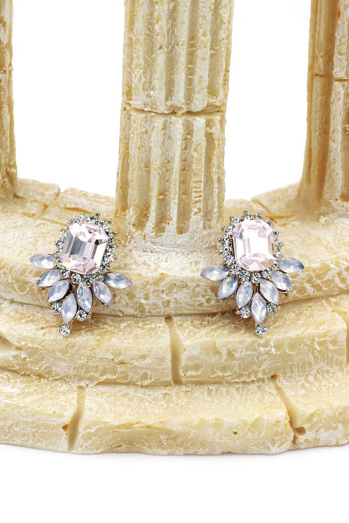 elegant colorful crystal golden earrings