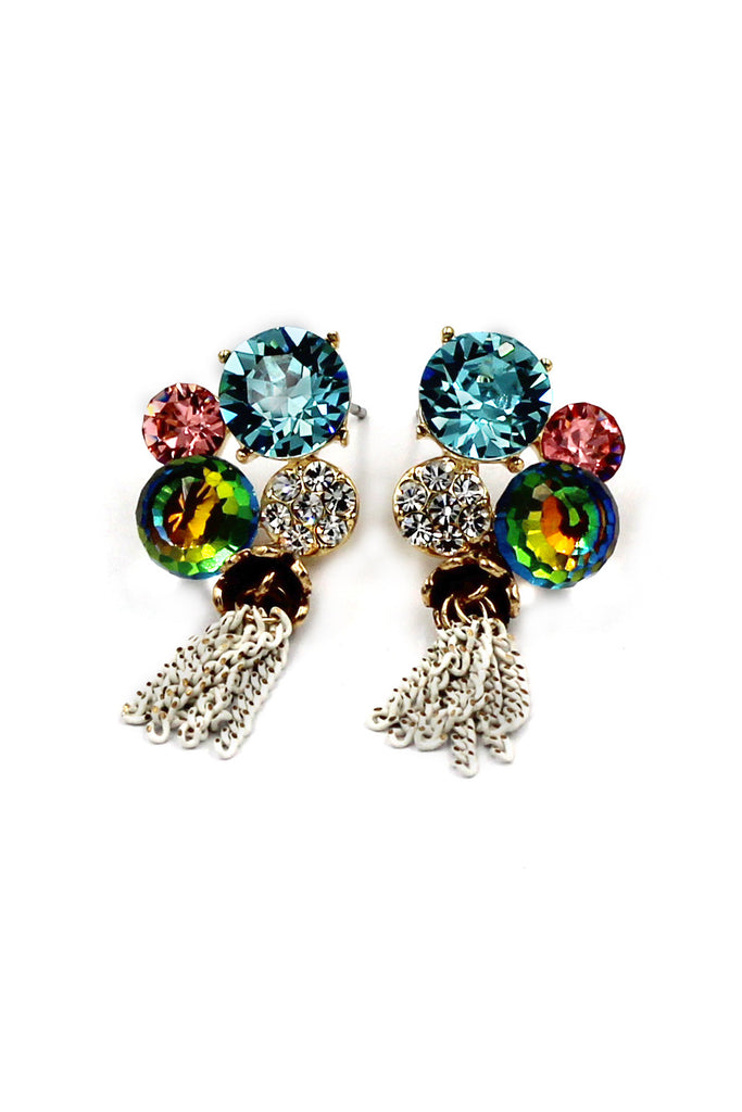 Lovely color gems crystal earrings