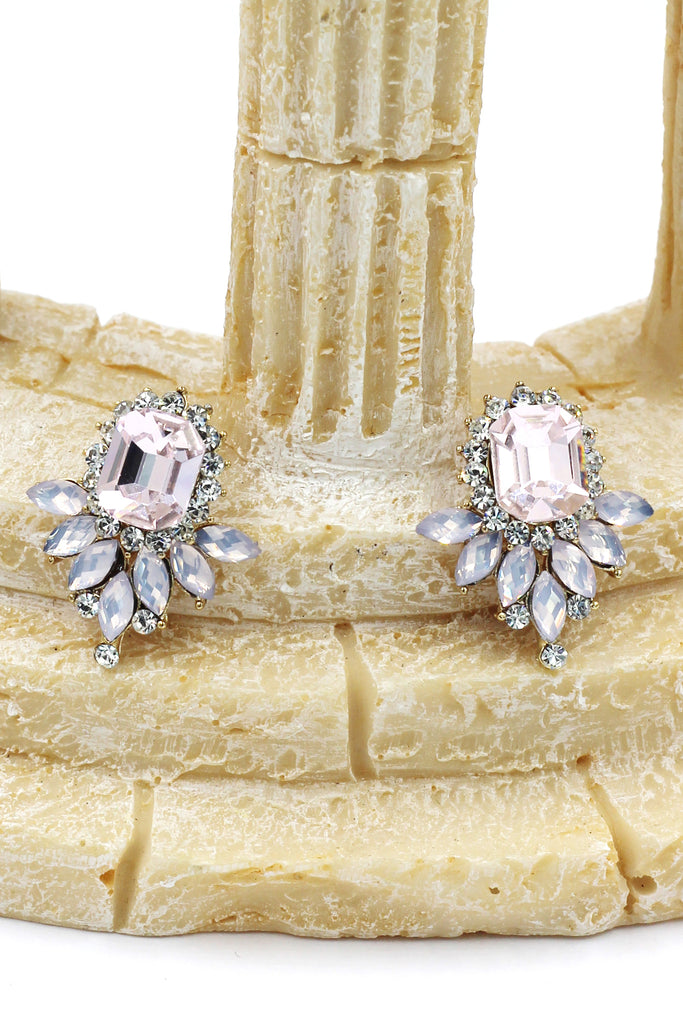 elegant colorful crystal golden earrings