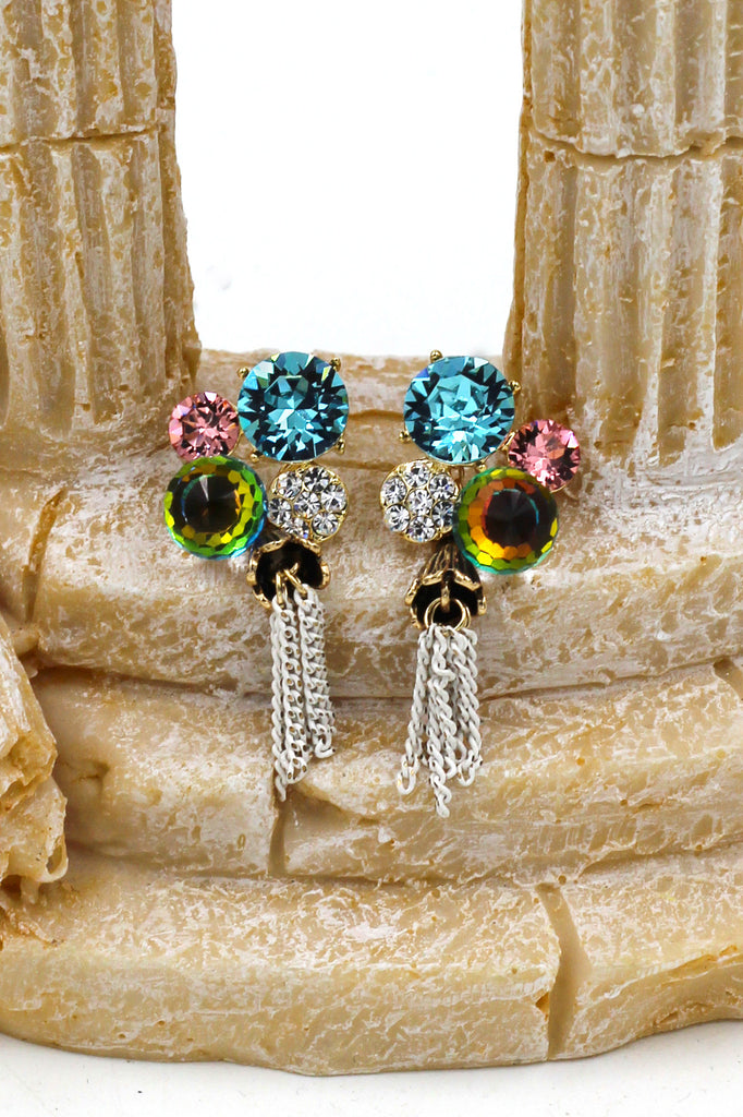 Lovely color gems crystal earrings