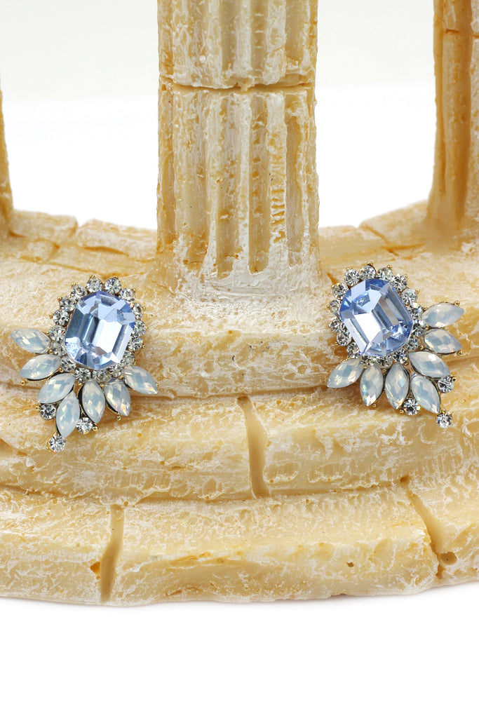 elegant colorful crystal golden earrings