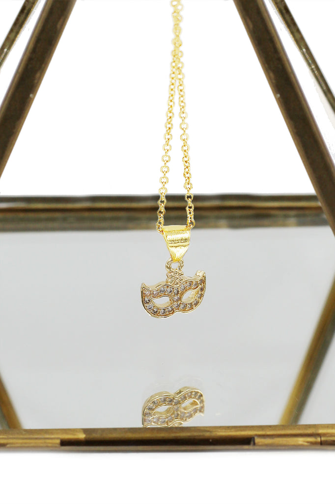 elegant mini mask crystal necklace