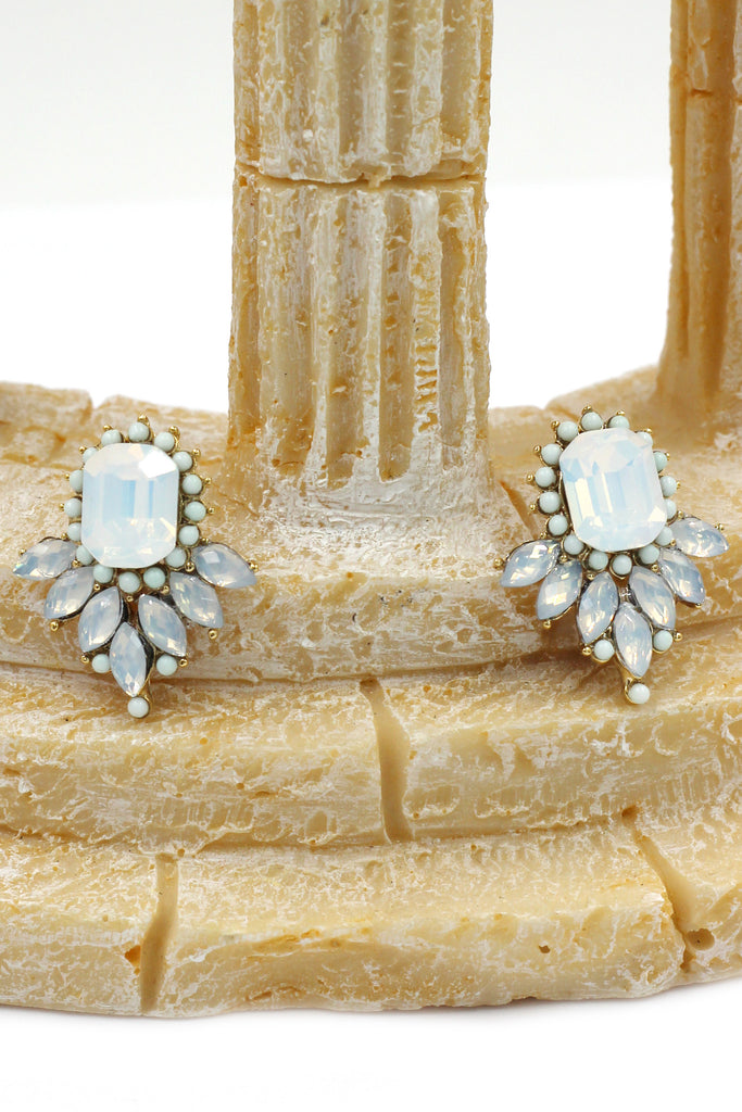 elegant colorful crystal golden earrings