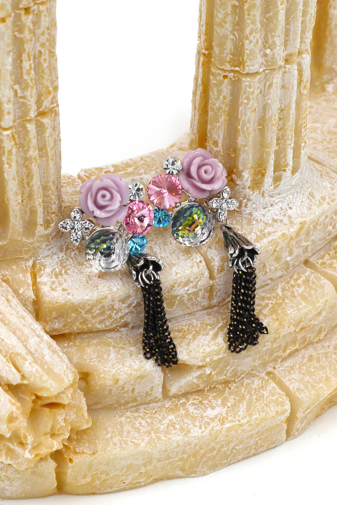 Lovely flower crystal earrings