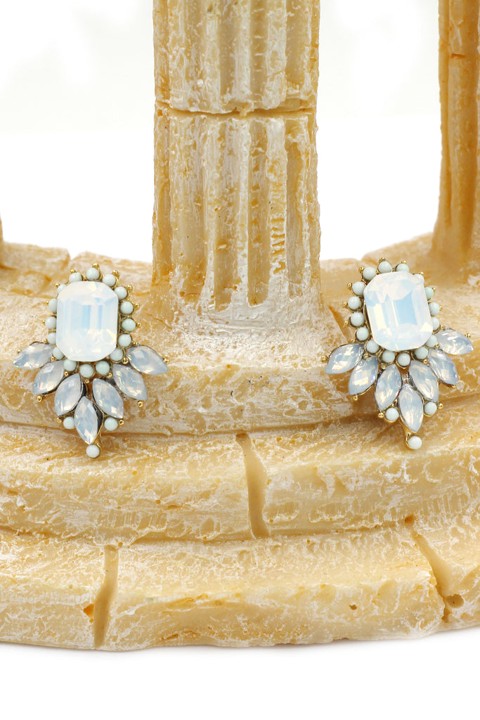 elegant colorful crystal golden earrings