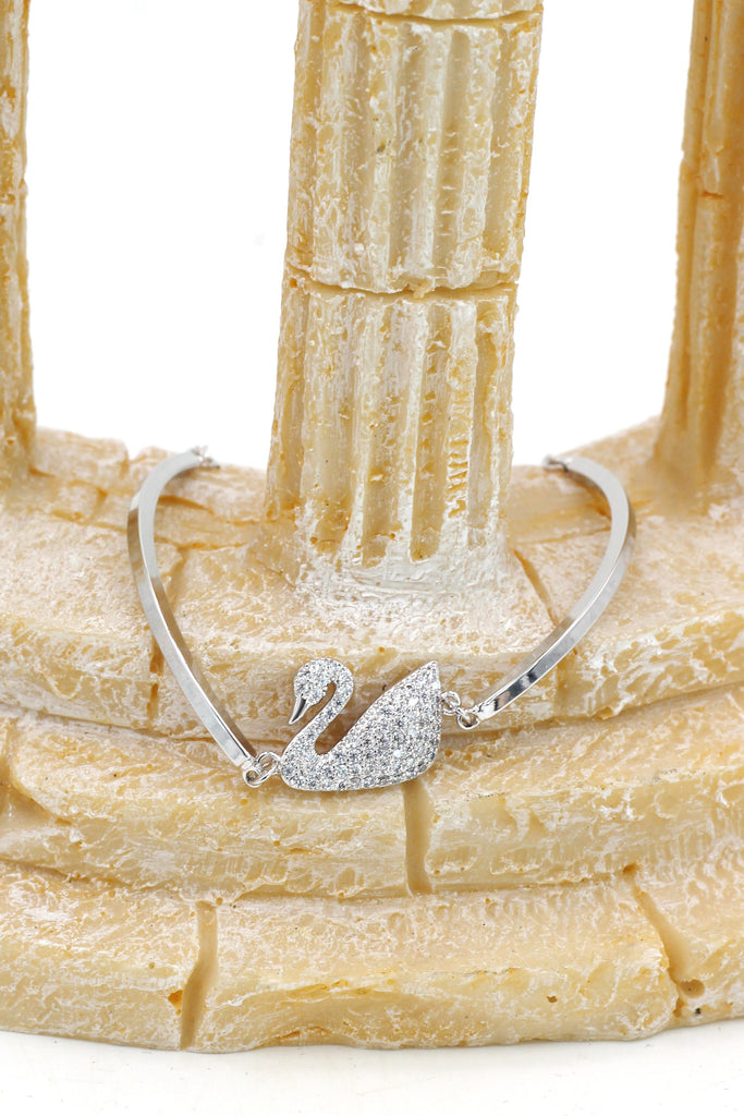 elegant crystal swan bracelet