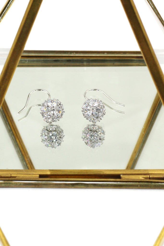 mini crystal ball necklace earrings set