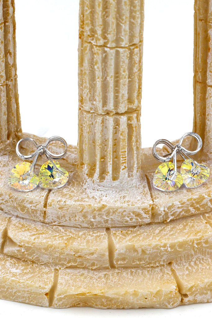 Shiny elegant bow crystal earrings