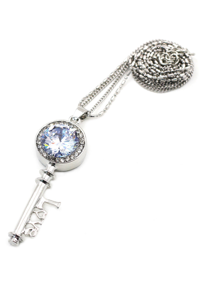 fashion key love letter crystal necklace