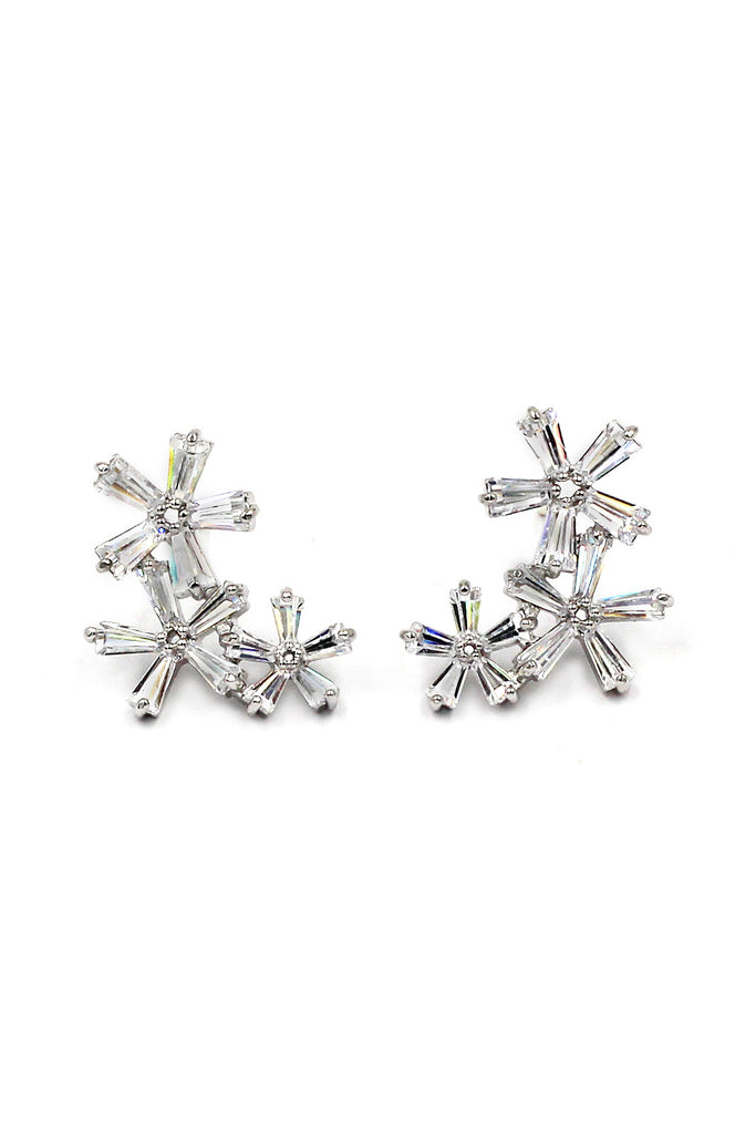 Simple flowers crystal earrings