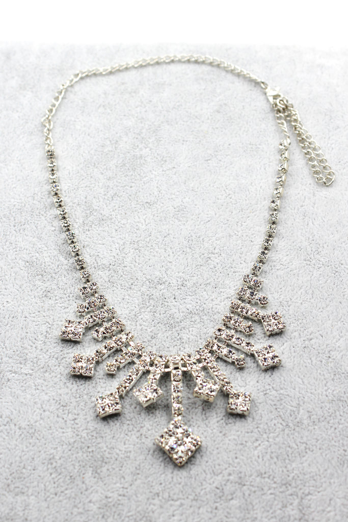 vintage small square crystal necklace