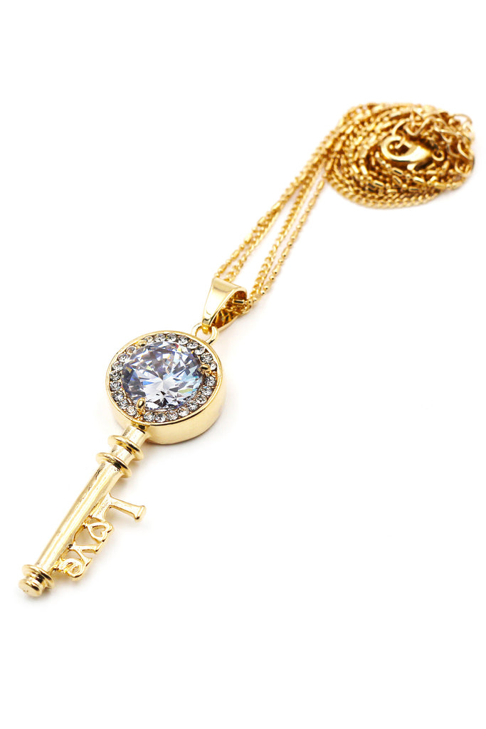fashion key love letter crystal necklace