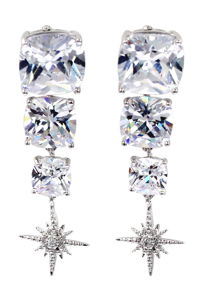 square crystal pendant earrings