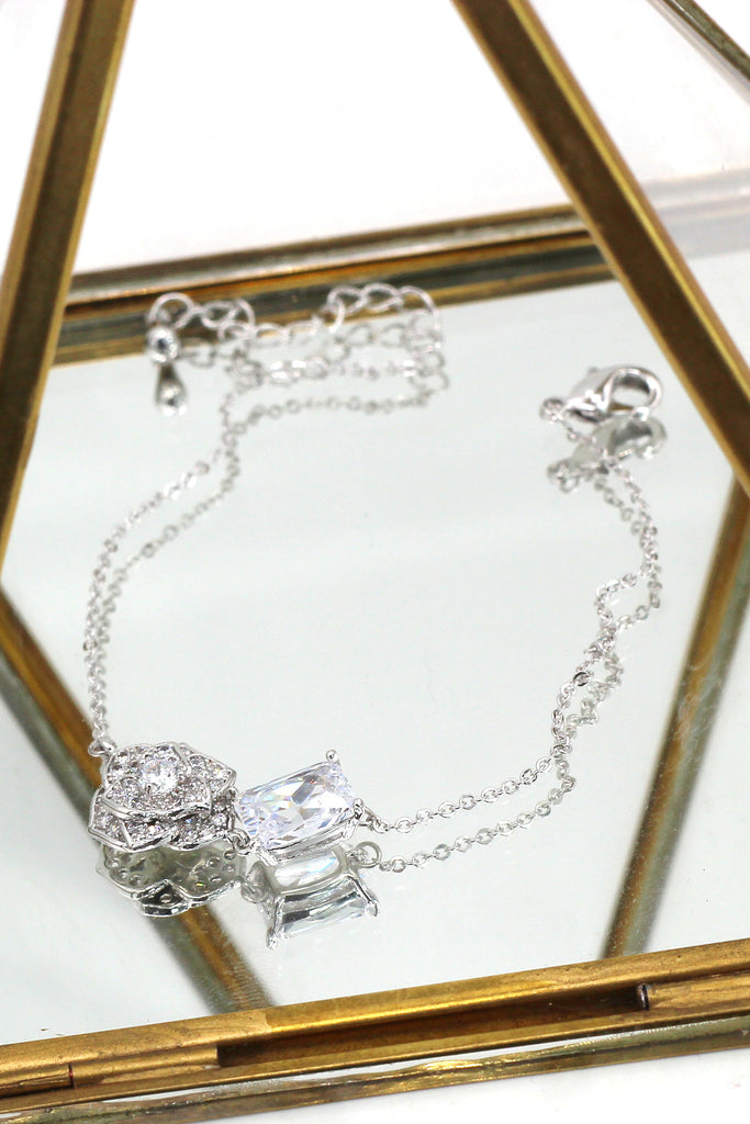 delicate crystal rose bracelet