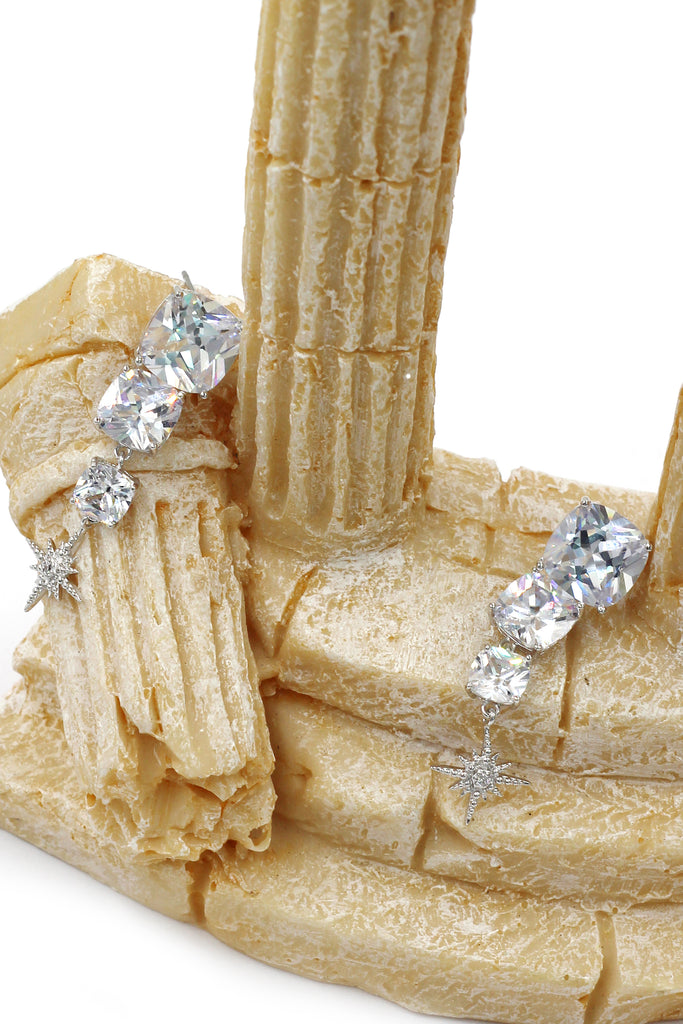 square crystal pendant earrings