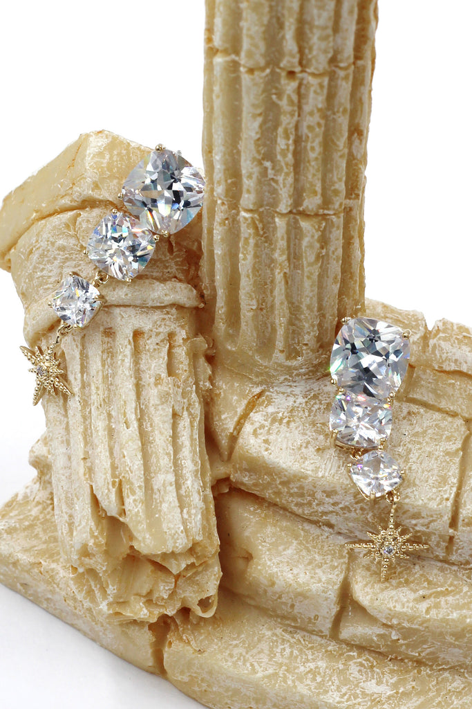 fashion inlaid crystal star bracelet earrings set
