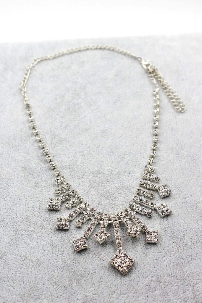 vintage small square crystal necklace