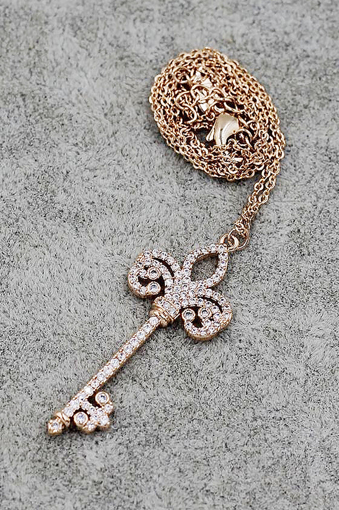 full crystal key necklace