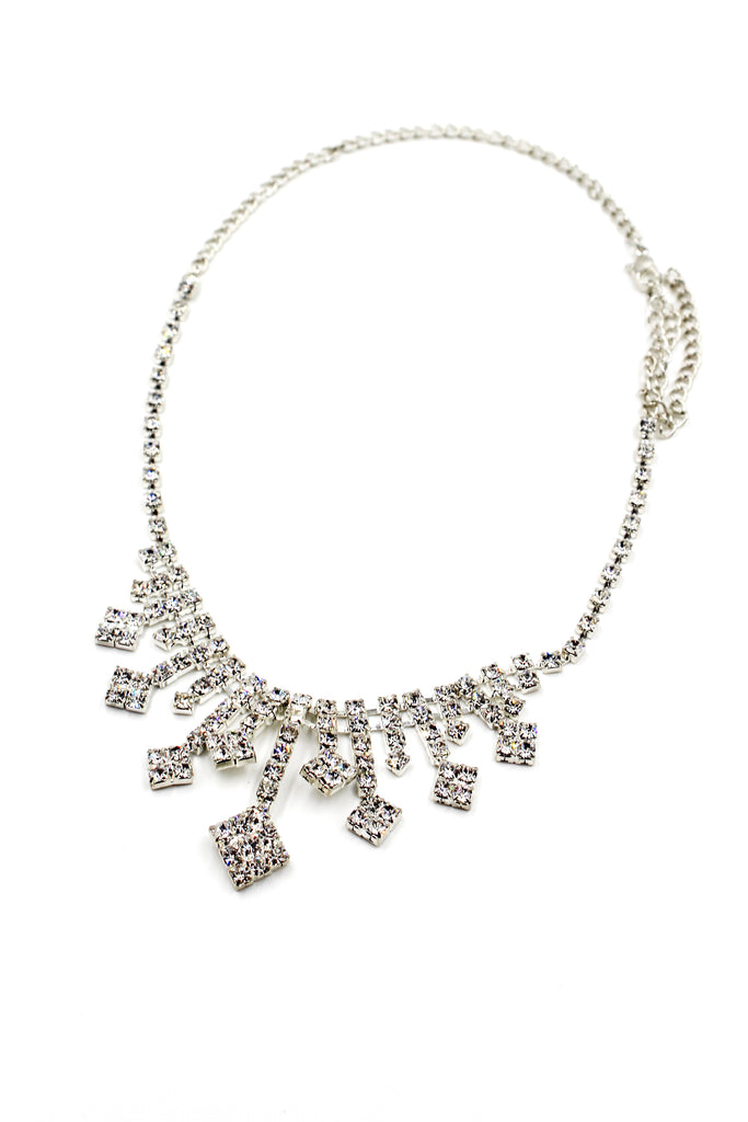 vintage small square crystal necklace