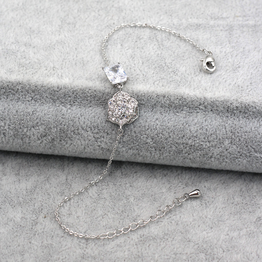 delicate crystal rose bracelet