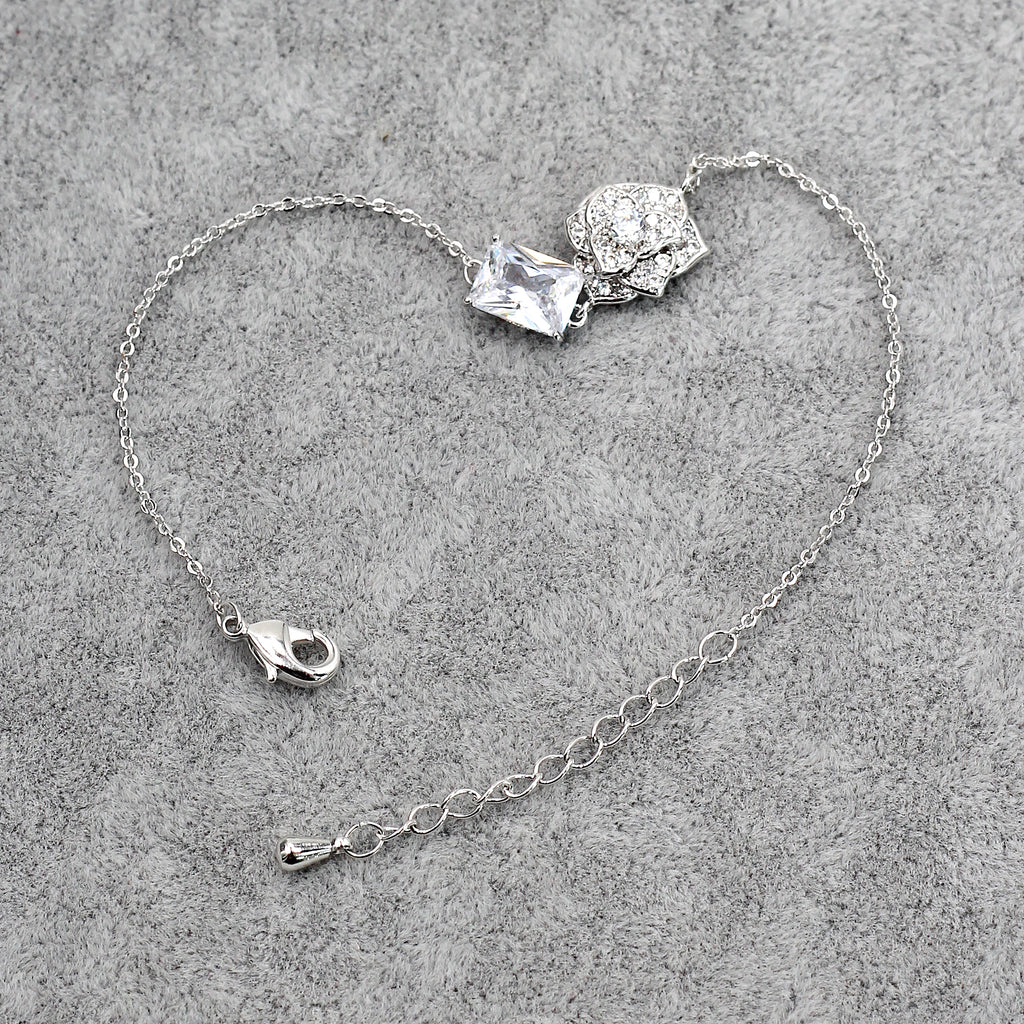 delicate crystal rose bracelet