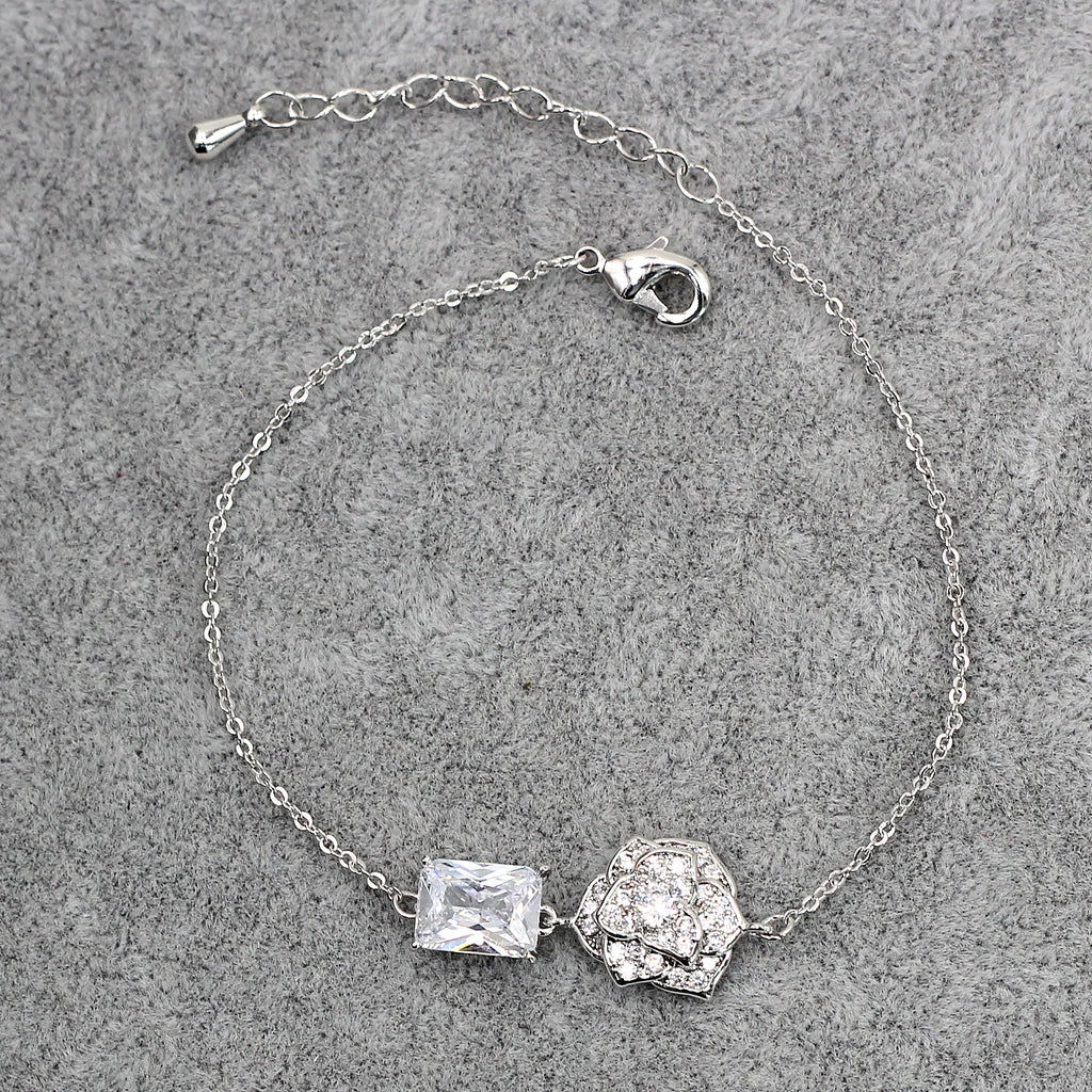 delicate crystal rose bracelet