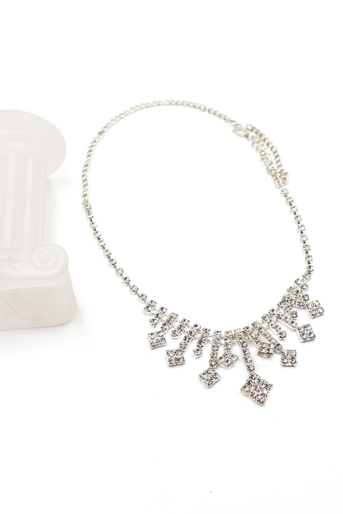 vintage small square crystal necklace