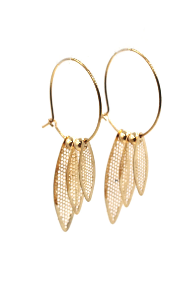 elegant openwork leaf earrings