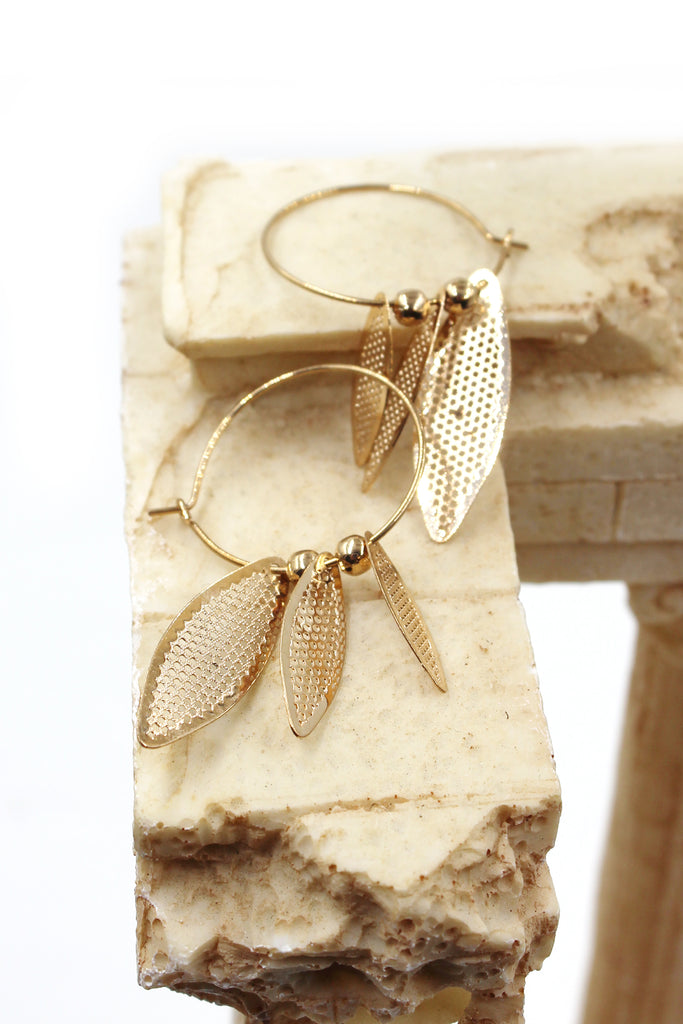 elegant openwork leaf earrings