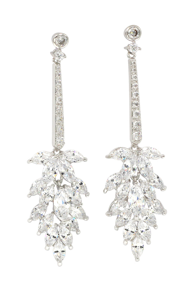 sparkling crystal tassel leaves earrings