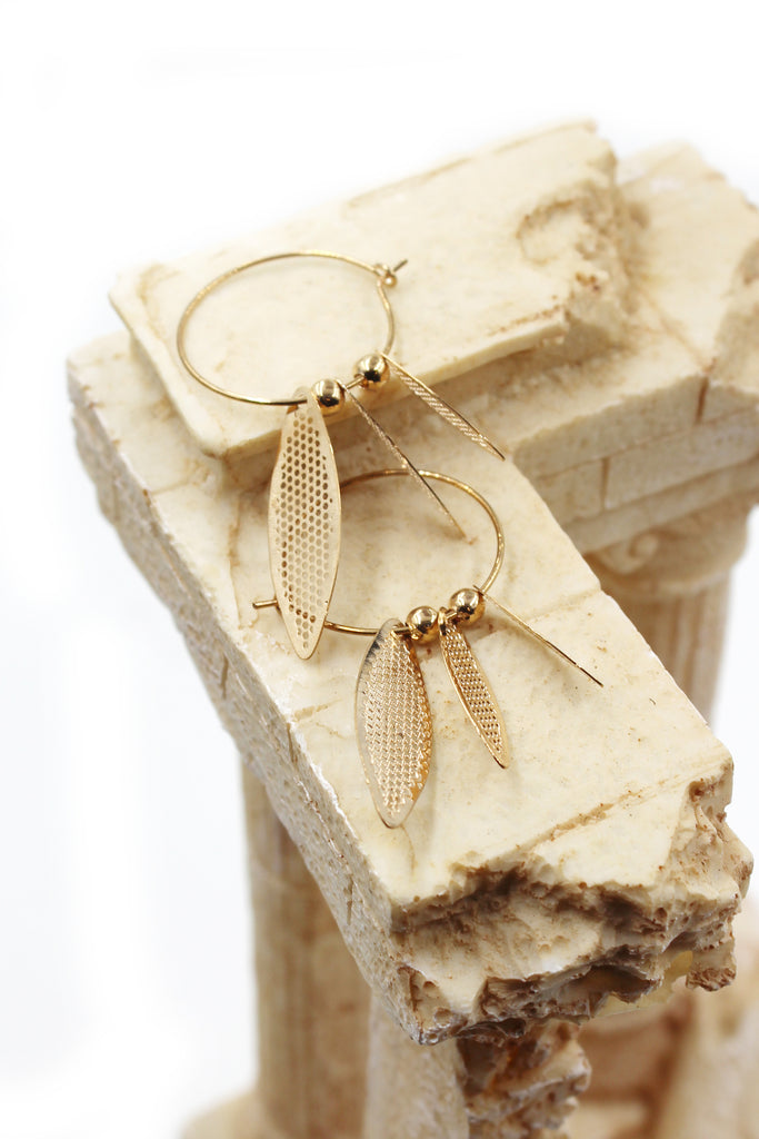 elegant openwork leaf earrings